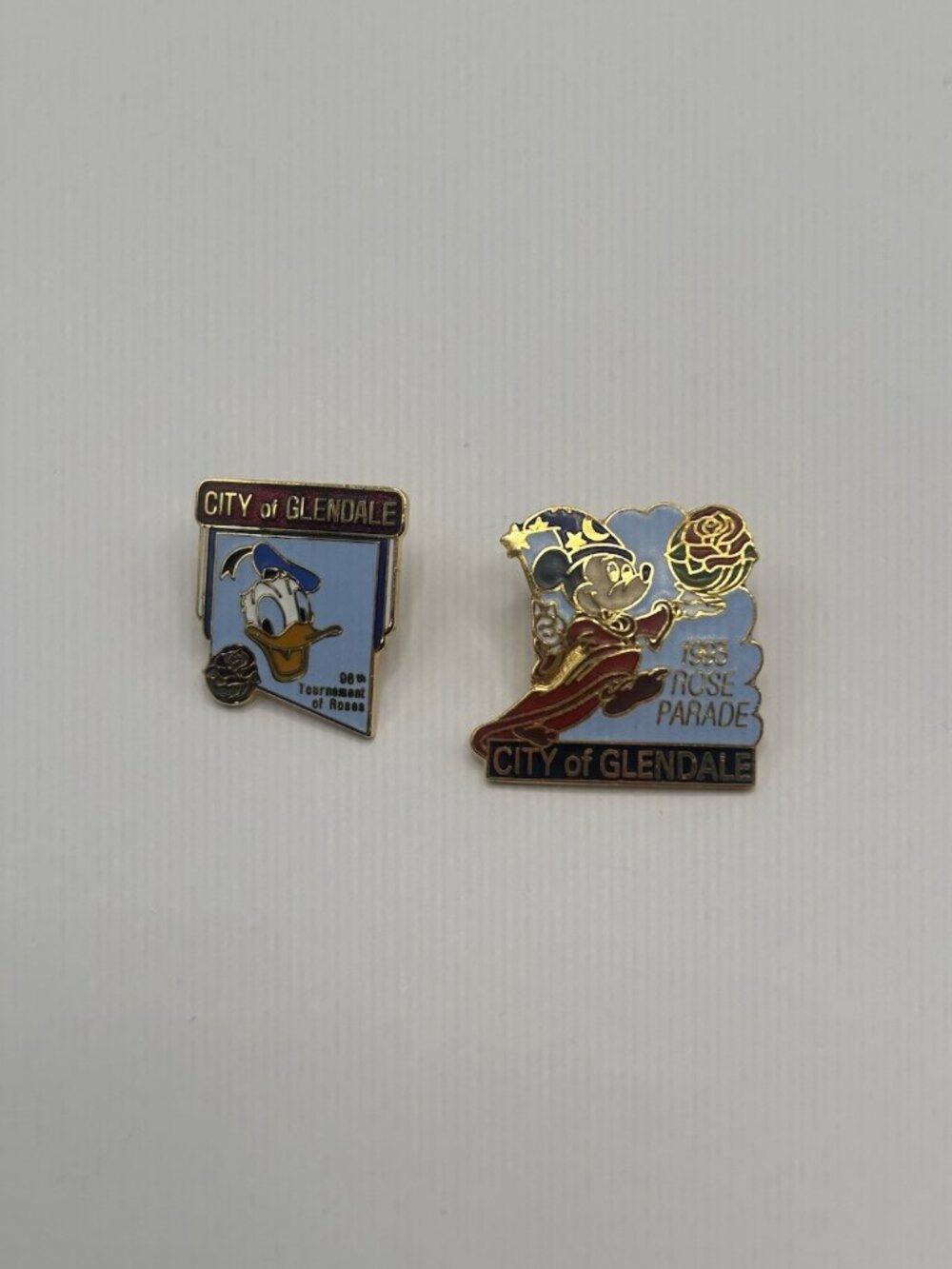 Disney Pins City of Glendale Rose Parade Sorcerer Mickey Mouse Donald Duck Trade